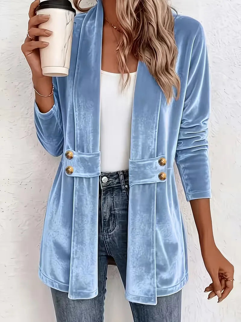 Sdenia - Blazer Long en Velours À Devant Ouvert