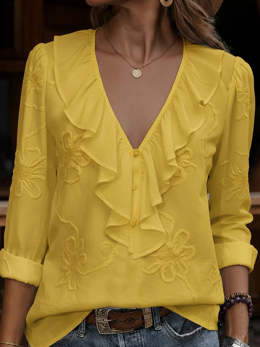 Celestine - Chemise Vintage À Motif Floral Et Col en V