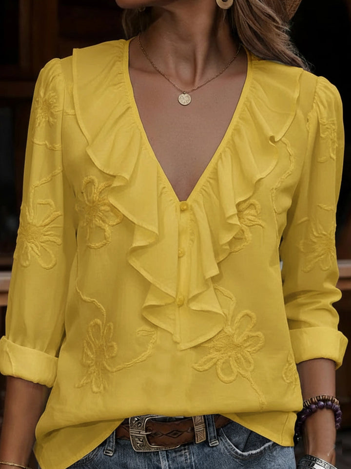 Celestine - Chemise Vintage À Motif Floral Et Col en V