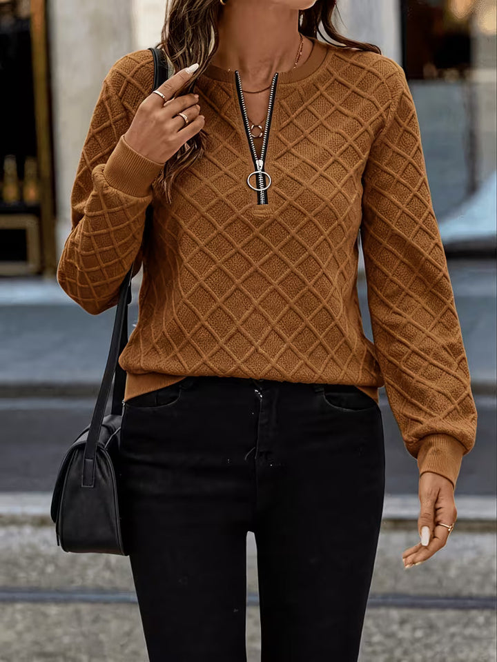 Juliet - Sweat Shirt à Manches Longues Texturé Avec Col Zippé