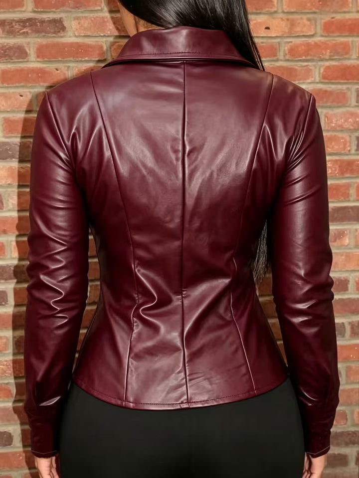 Shiona - Veste en Cuir Avec Poches Avant
