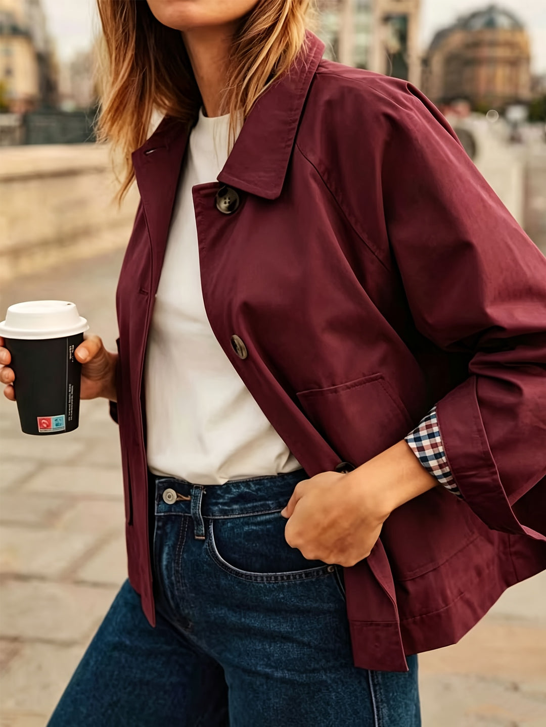 Alyona - Veste Élégante À Manches Longues Avec Boutons