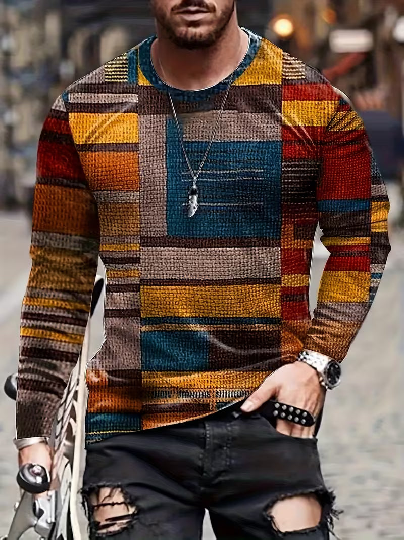 Kellan - Chemise À Manches Longues À Imprimé Géométrique Patchwork