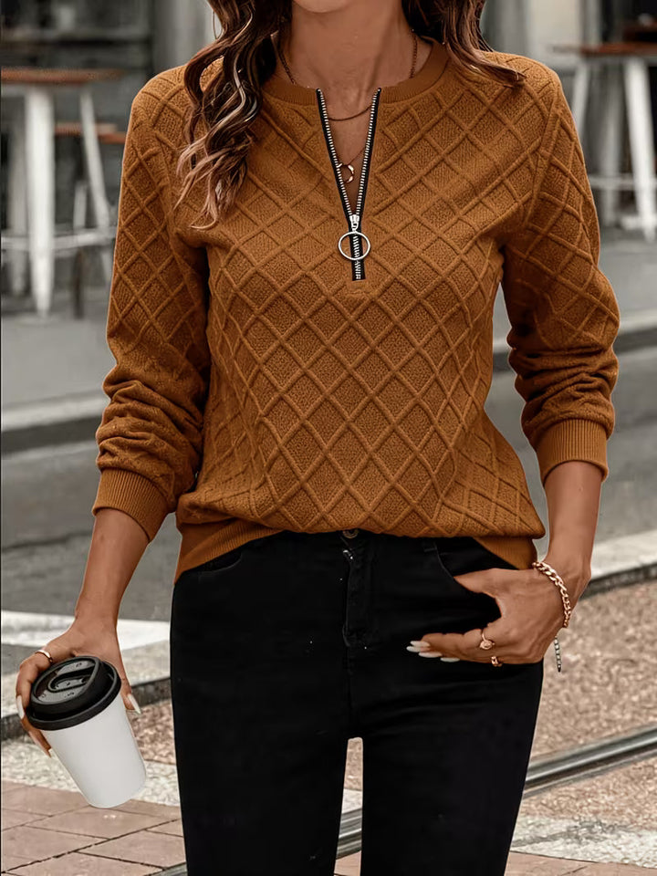 Juliet - Sweat Shirt à Manches Longues Texturé Avec Col Zippé