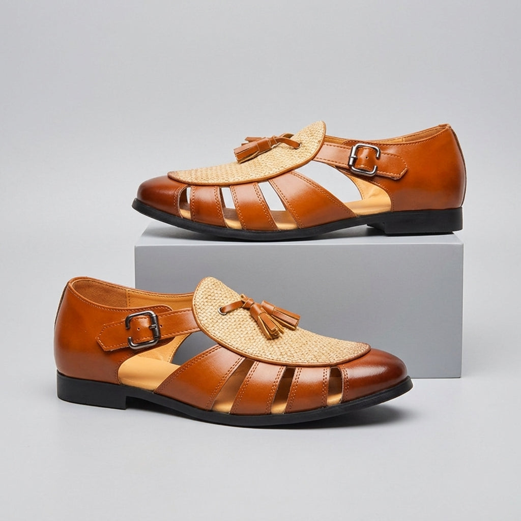 Andarson - Sandales en Cuir à Pompons et Bout Fermé