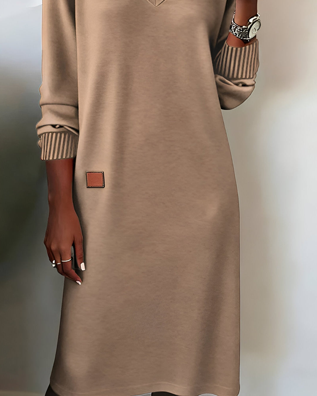 Kymari - Robe Longue Décontractée en Maille À Col en V