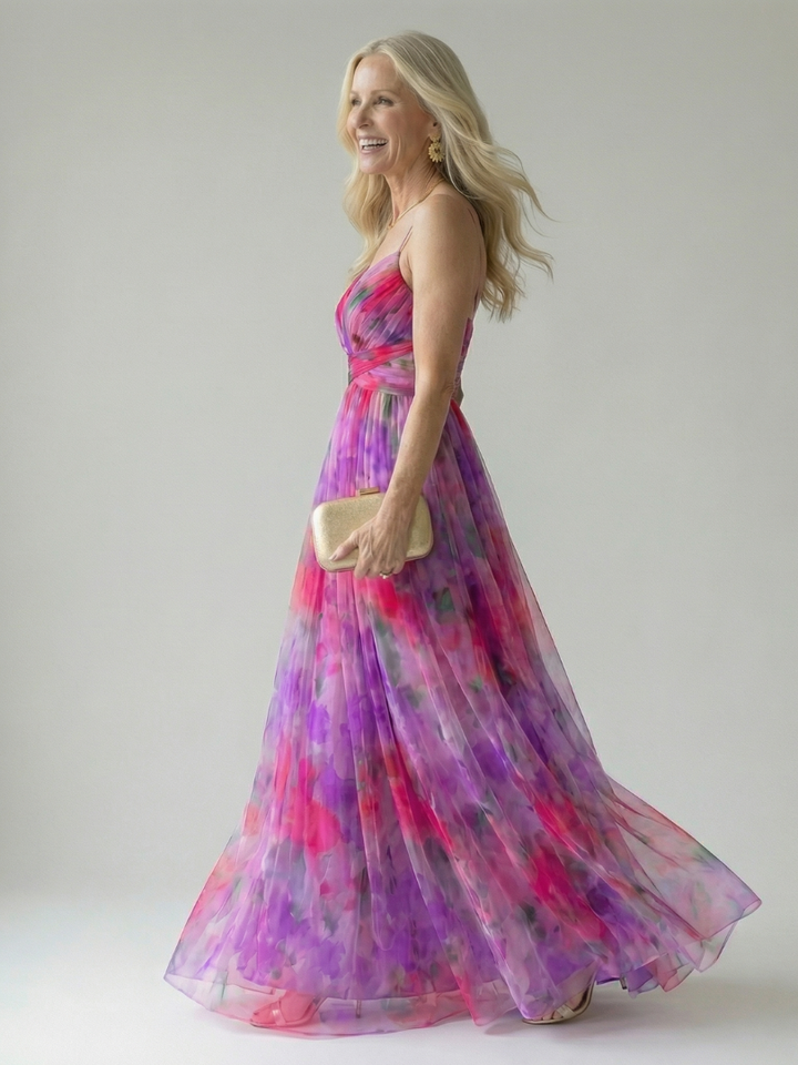 Xeenia - Robe Longue élégante En Mousseline Avec Découpes