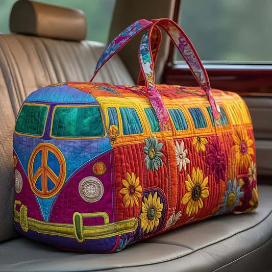 RetroBloom - Sac de Voyage Matelassé à Imprimé « Camping Car Vintage »