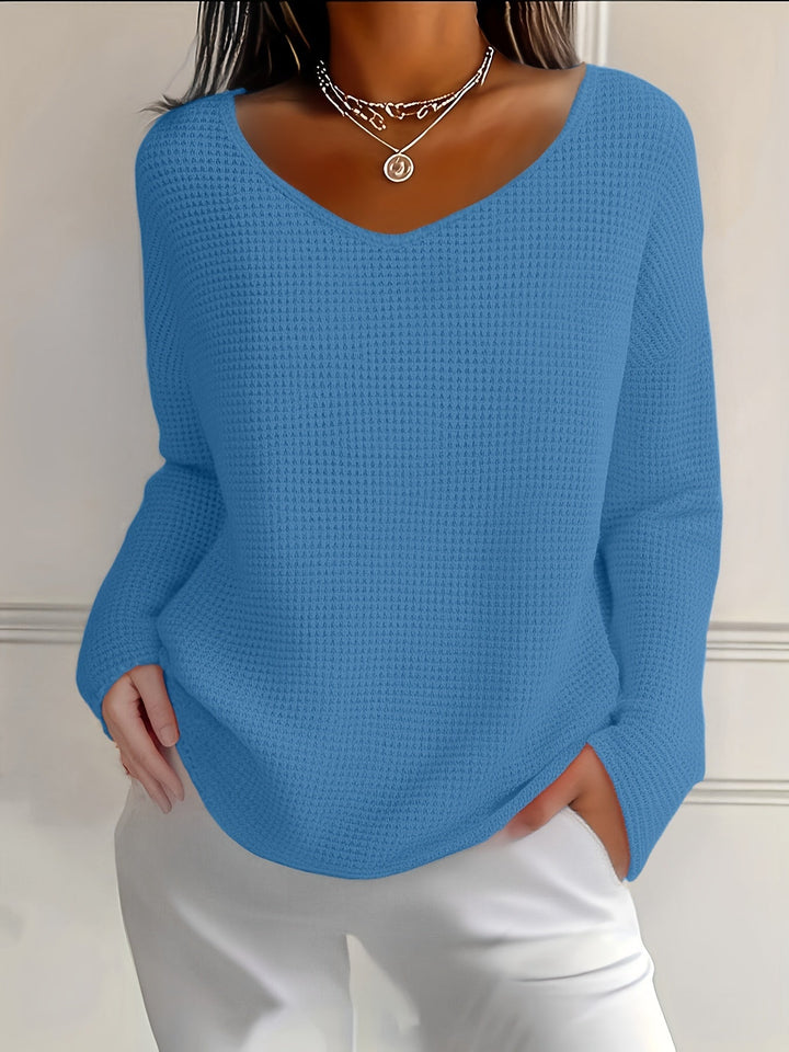 Bernice - T-shirt À Manches Longues Et Col en V Motif Gaufré