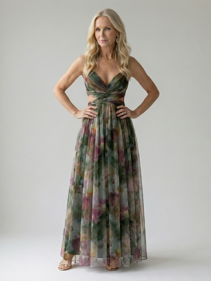 Xeenia - Robe Longue élégante En Mousseline Avec Découpes