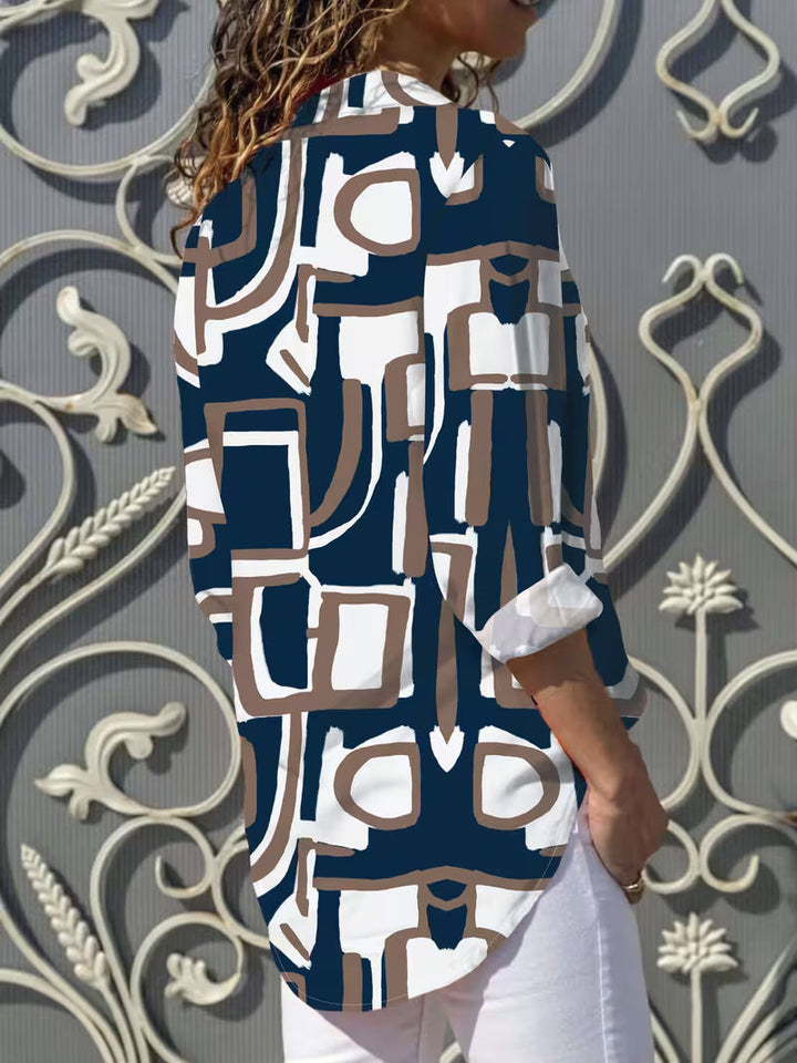 Fizana - Chemise Décontractée en Mousseline À Imprimé Géométrique