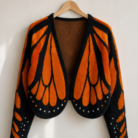 Zoliana - Cardigan en Maille « Ailes De Papillon Monarque »