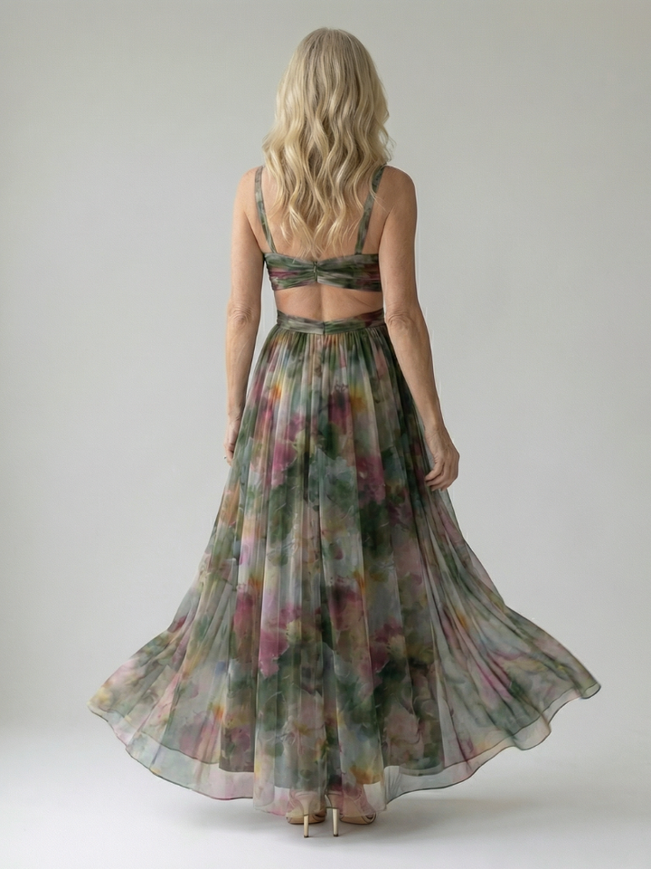 Xeenia - Robe Longue élégante En Mousseline Avec Découpes