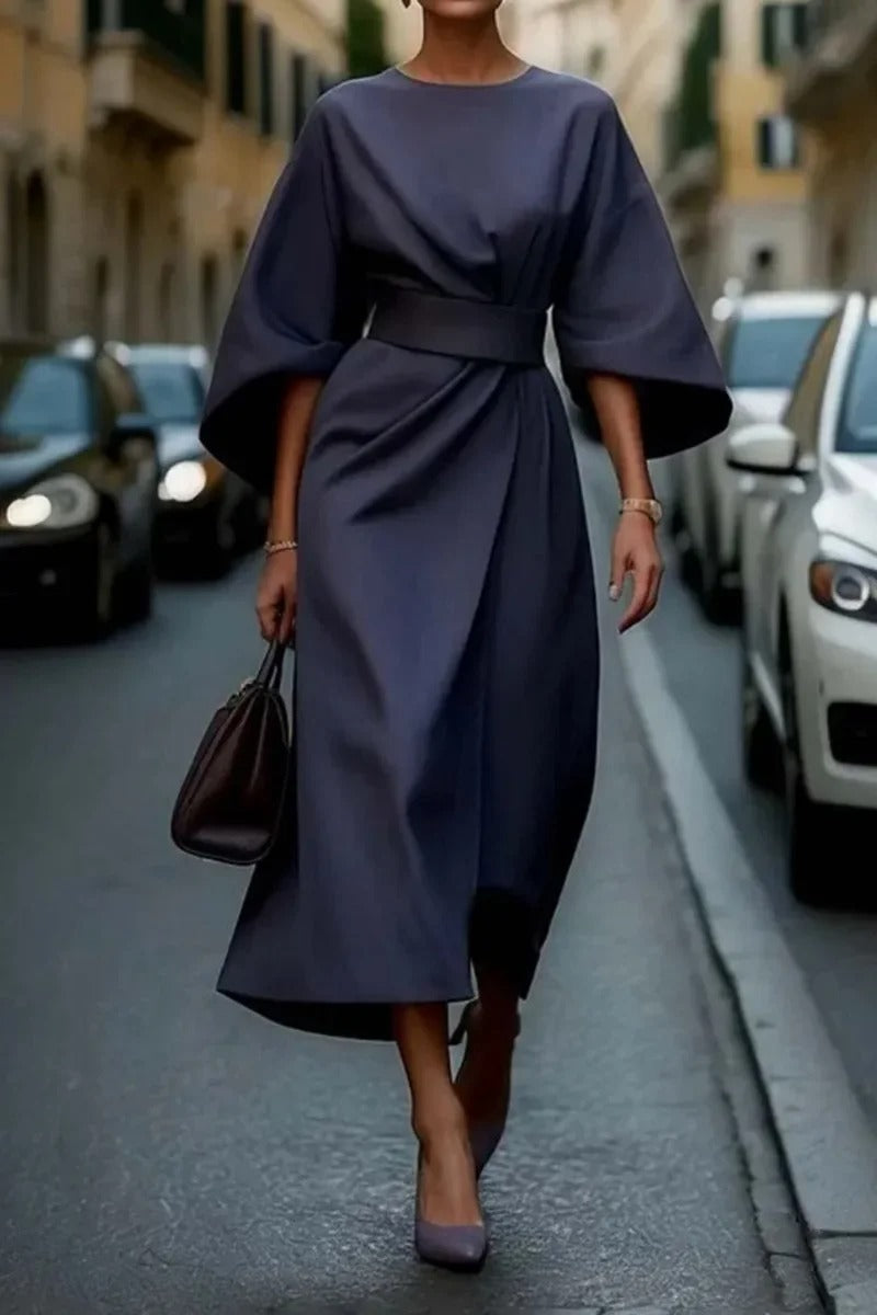 Rita - Robe Élégante À Manches Courtes Et Ceinture