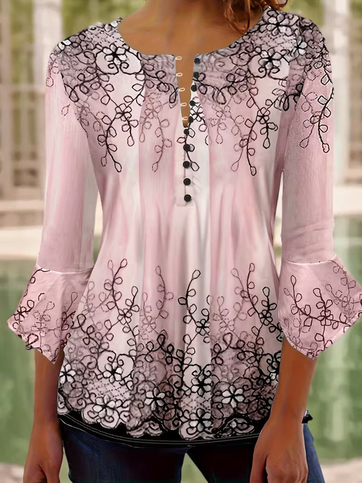 Mesley - Chemisier À Manches Courtes Et Volants, Imprimé Floral