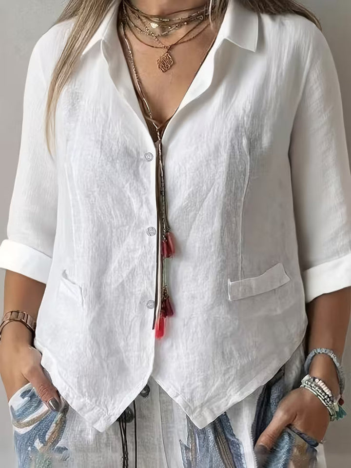 Solmira - Chemise À Col Ouvert, Manches Courtes Et Boutons