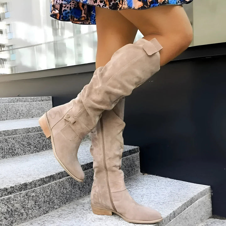 Kimara - Bottes en Cuir Montant Jusqu'aux Genoux Avec Fermeture Éclair Latérale