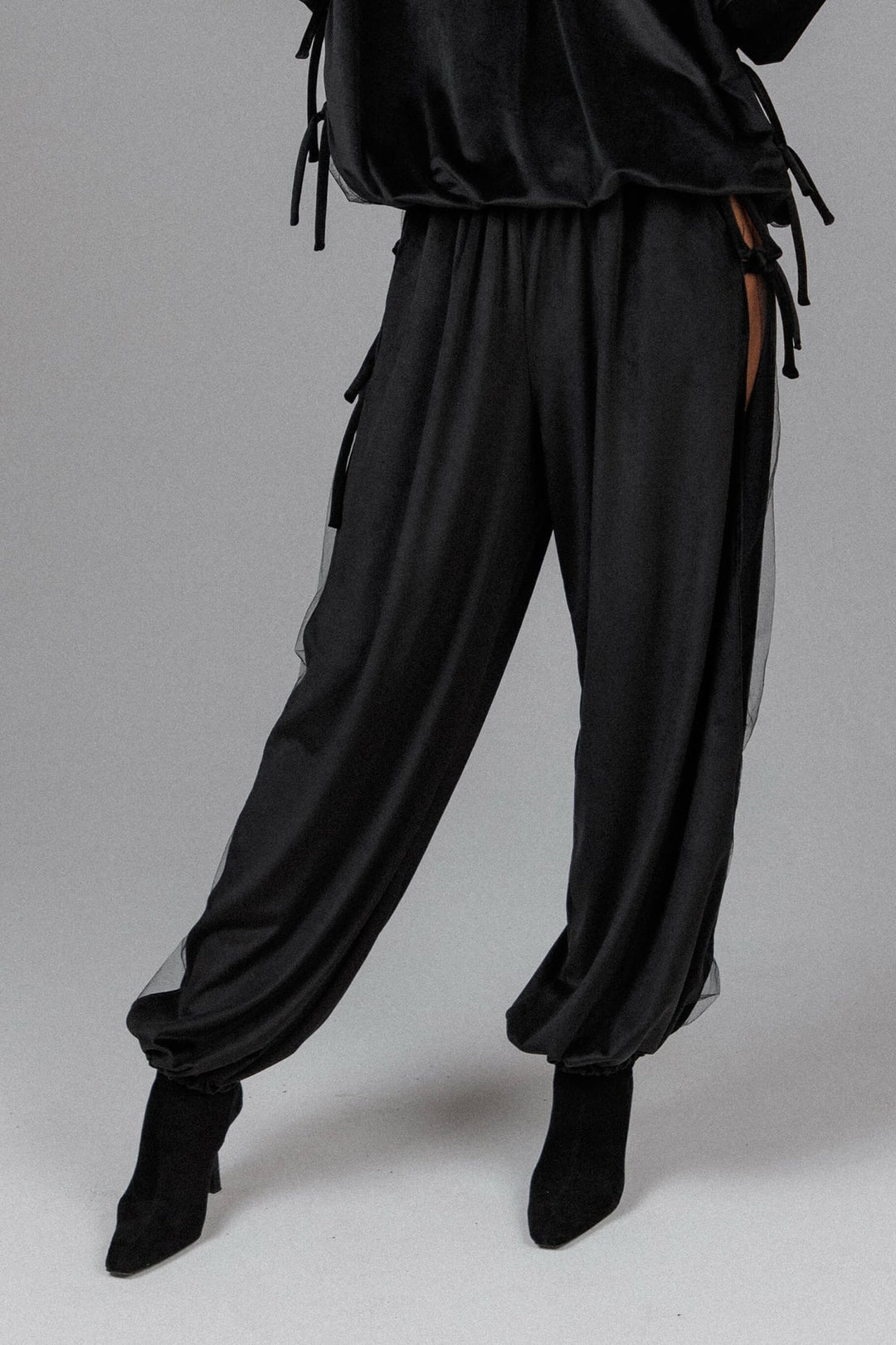Yuphin - Pantalon Ballon en Satin À Fente Latérale
