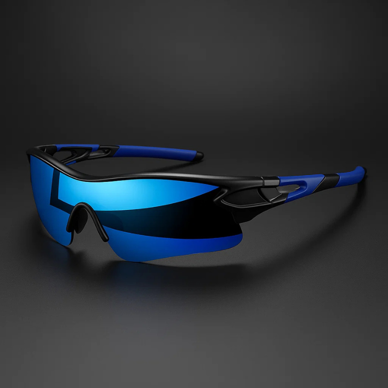 VeloShade - Lunettes de Soleil de Cyclisme Sportives Enveloppantes à Verres Miroités