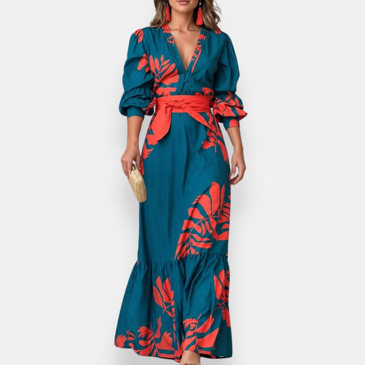 Hacire - Robe Longue À Imprimé Floral Tropical