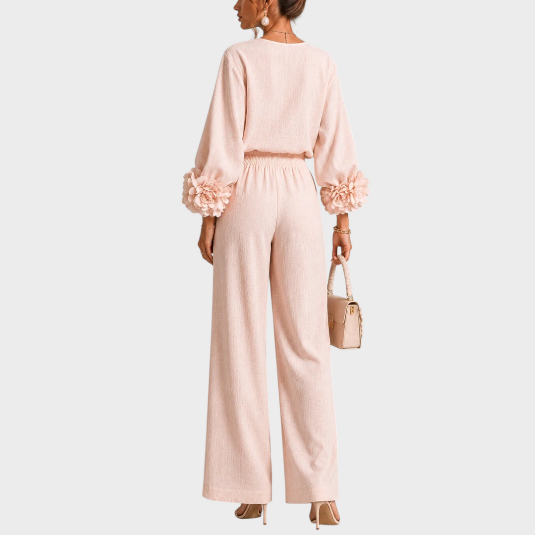 Mersada - Ensemble Pantalon à Jambes Larges et Manches Longues Avec Poignets à Motif Floral