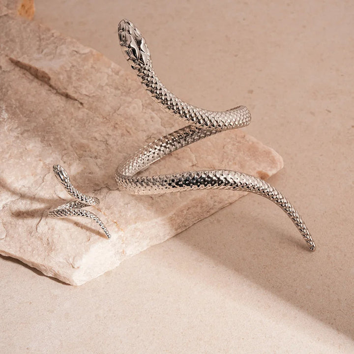 Zevella - Ensemble Bracelet Et Bague « Serpent Sculpté