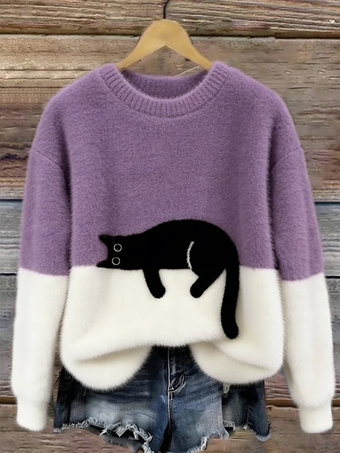 Aiste - Pull Décontracté À Motif Chat
