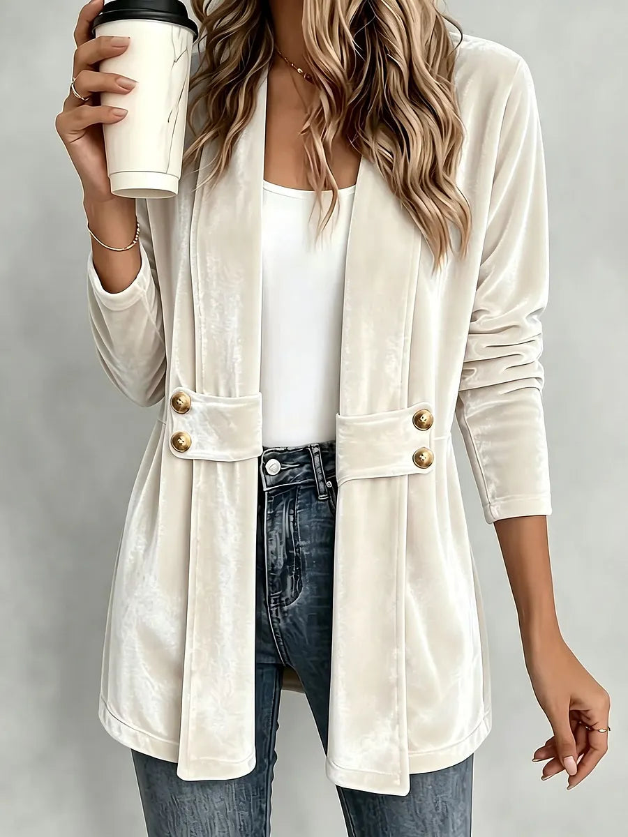 Sdenia - Blazer Long en Velours À Devant Ouvert