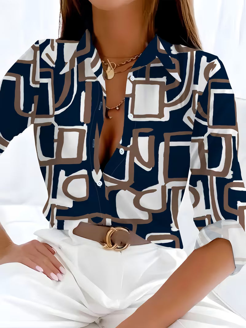 Fizana - Chemise Décontractée en Mousseline À Imprimé Géométrique