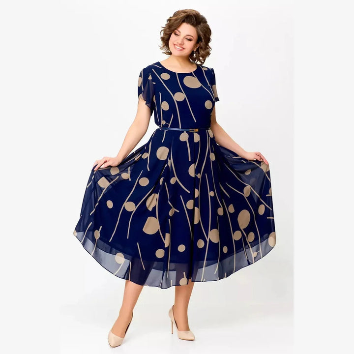 Nazeli - Robe Mi-Longue en Mousseline À Imprimé À Pois