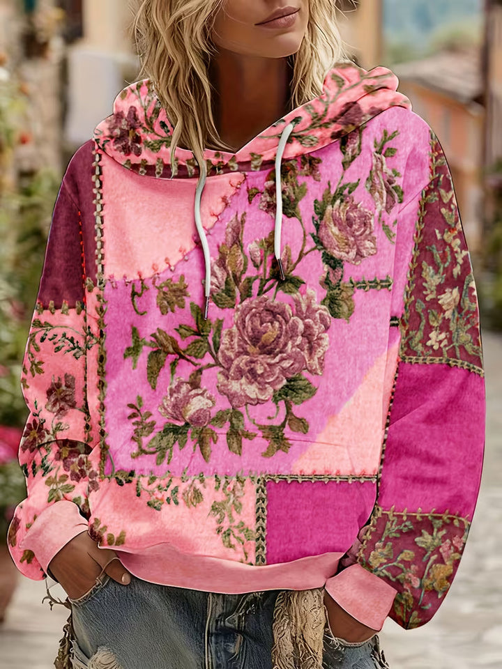 Norella - Sweat à capuche à manches longues en patchwork floral
