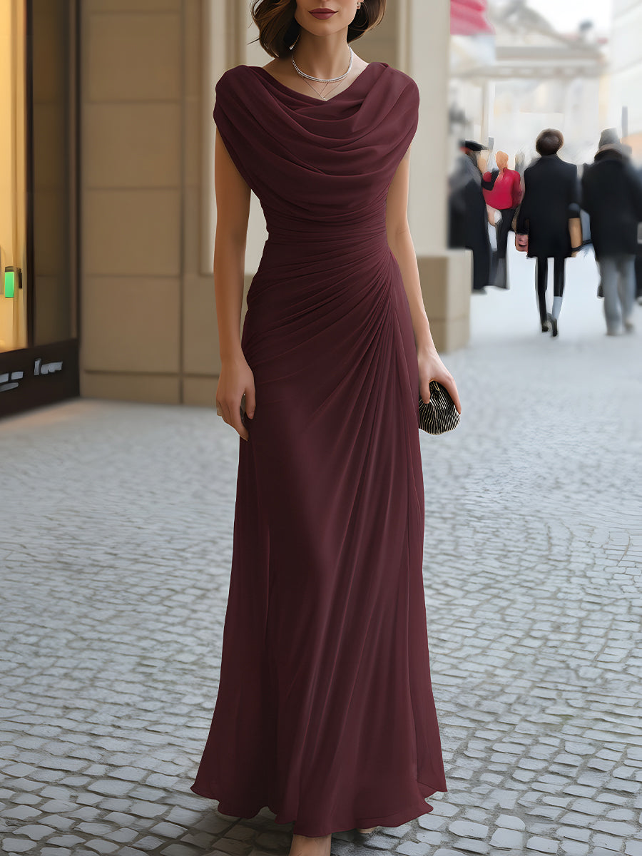 Jutharat - Robe Longue Drapée À Encolure Ronde Froncée