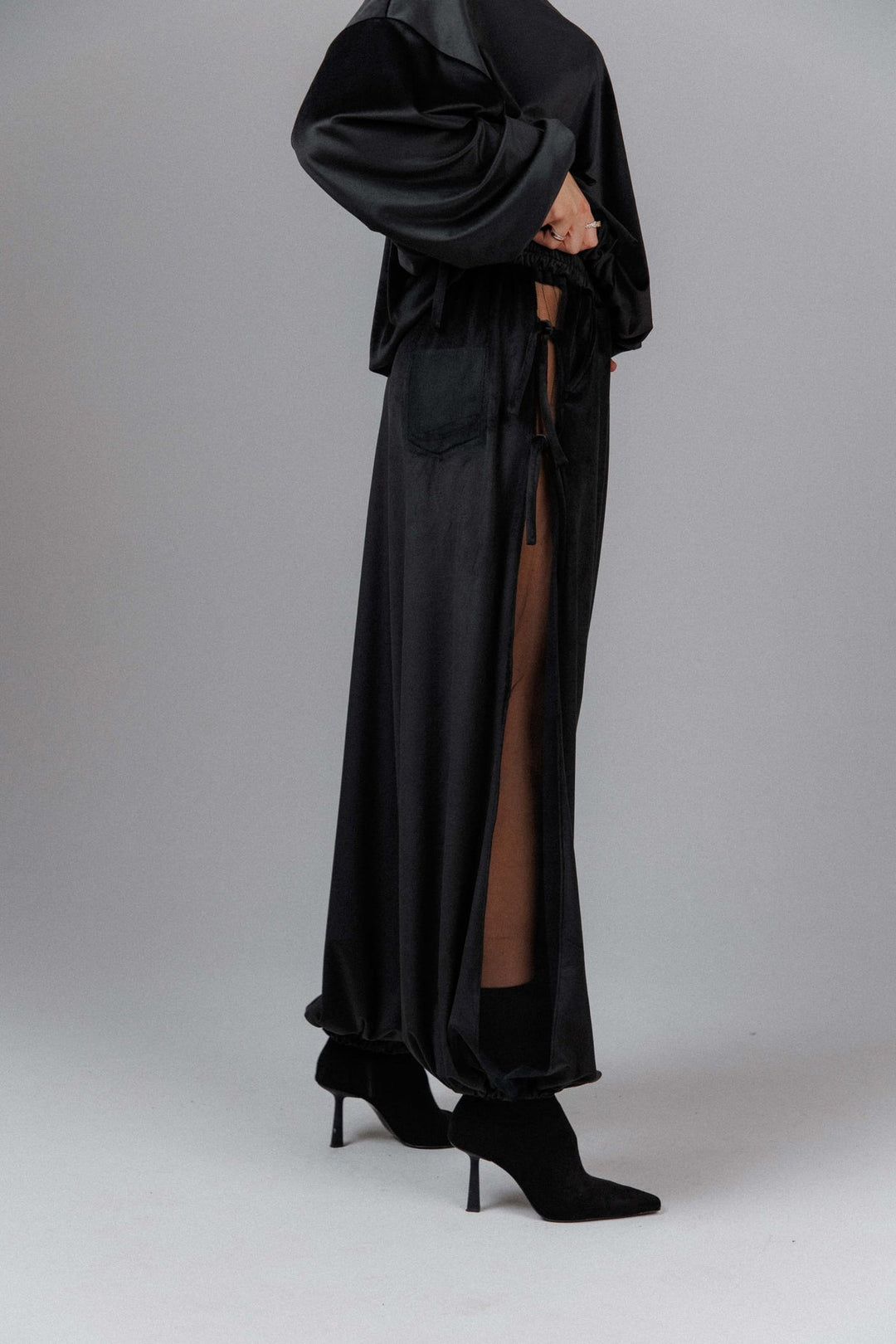 Yuphin - Pantalon Ballon en Satin À Fente Latérale