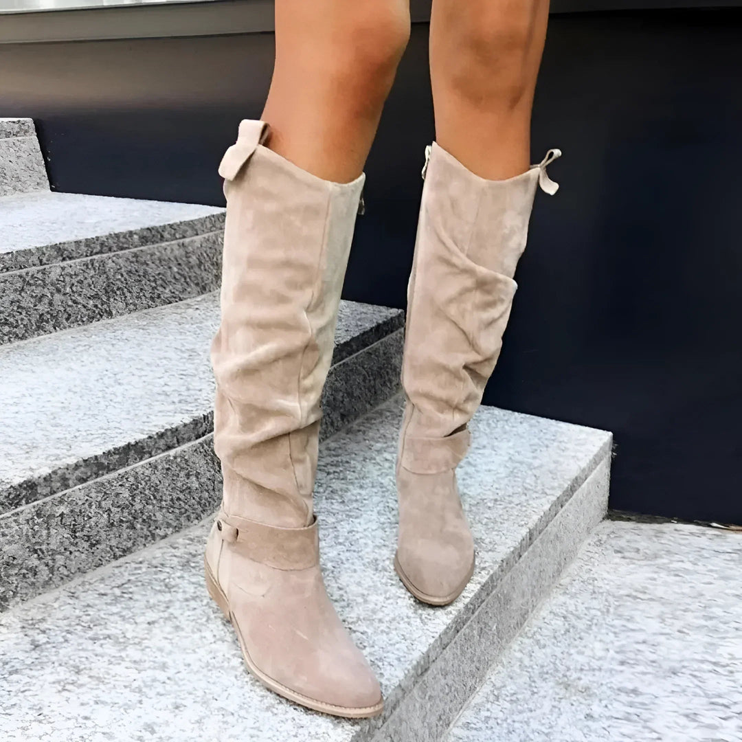 Kimara - Bottes en Cuir Montant Jusqu'aux Genoux Avec Fermeture Éclair Latérale