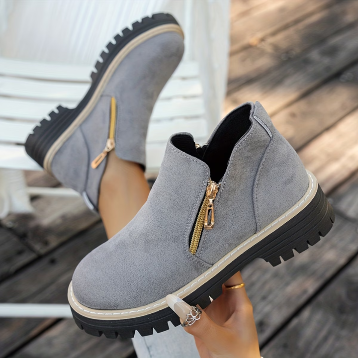 Angelika - Bottines en Daim Avec Fermeture éclair Sur le Côté