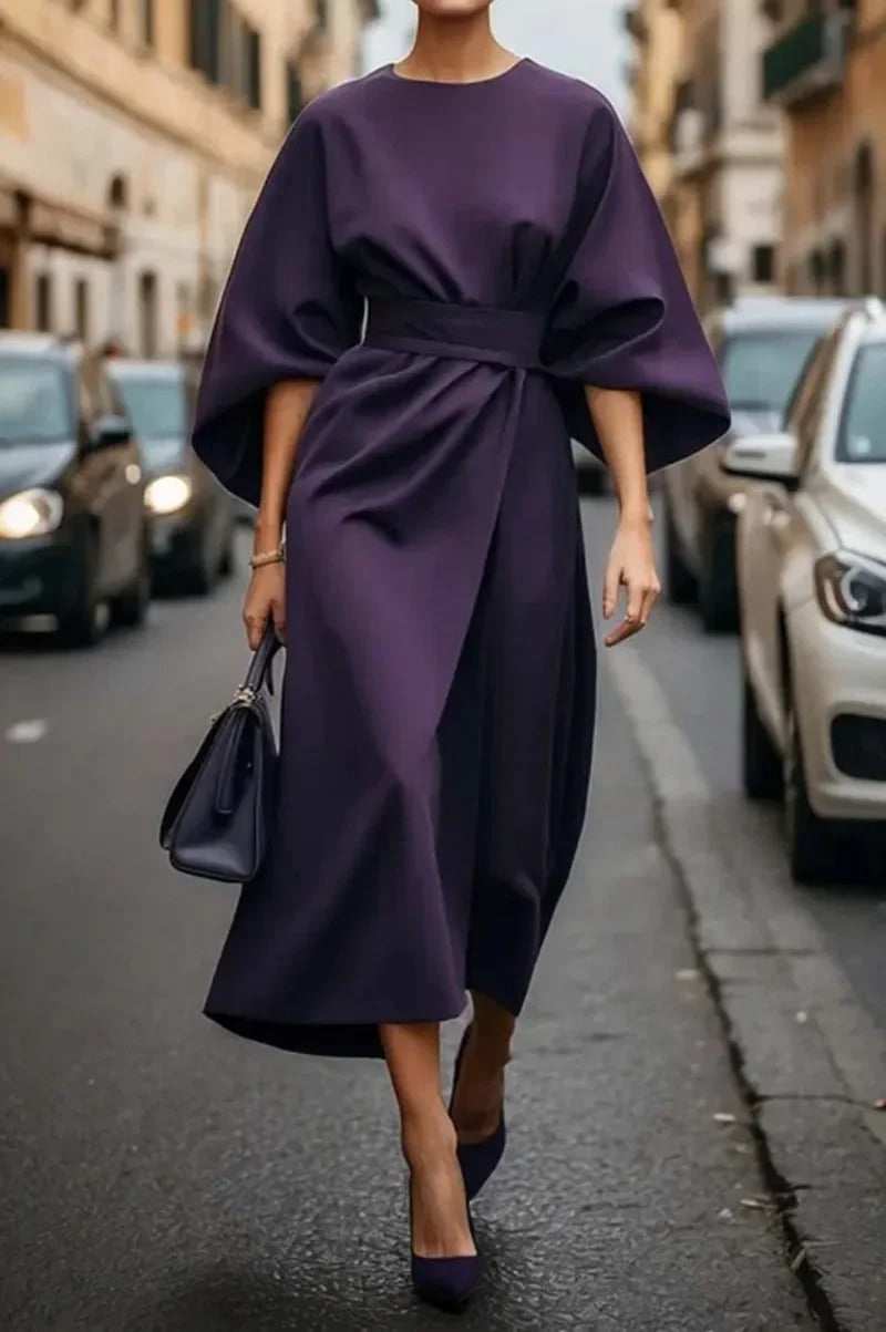 Rita - Robe Élégante À Manches Courtes Et Ceinture