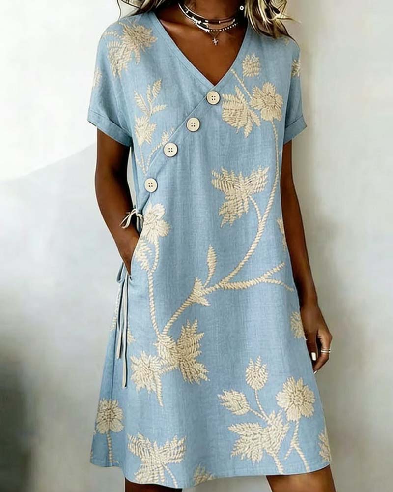 Celmira - Mini-robe À Imprimé De Boutons en Diagonale
