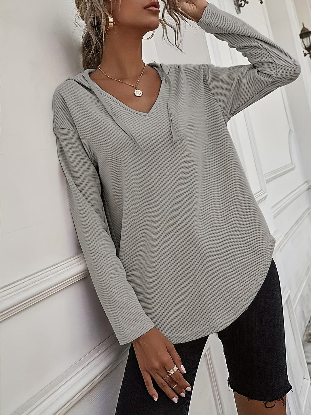 Seonie - Manches Longues Sweat À Capuche À Col en V