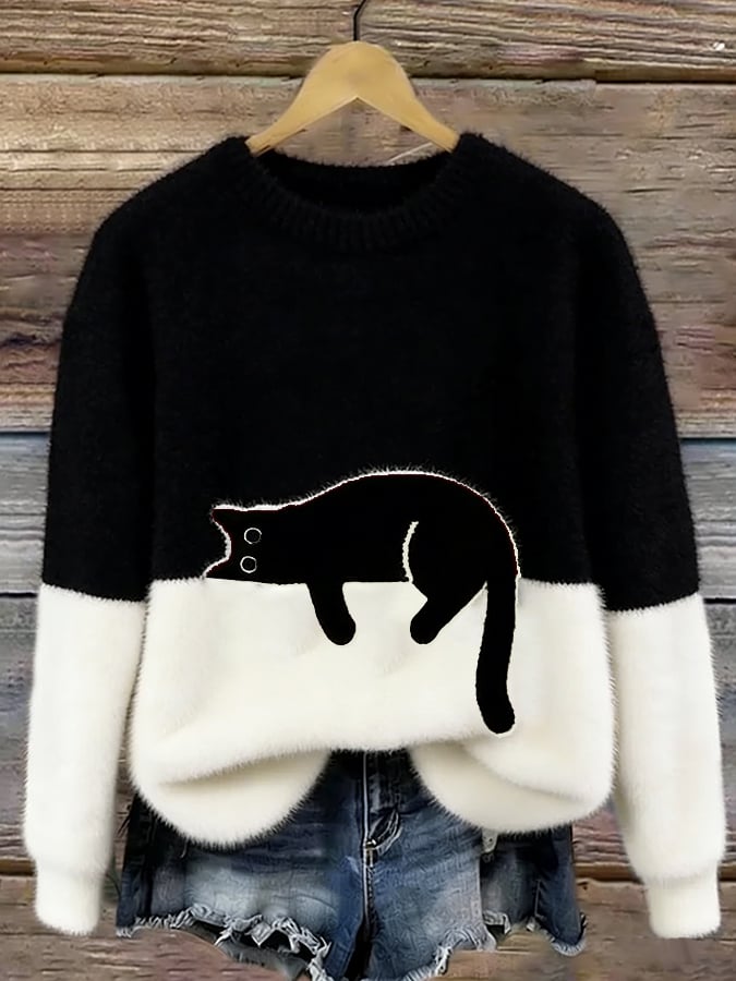 Aiste - Pull Décontracté À Motif Chat