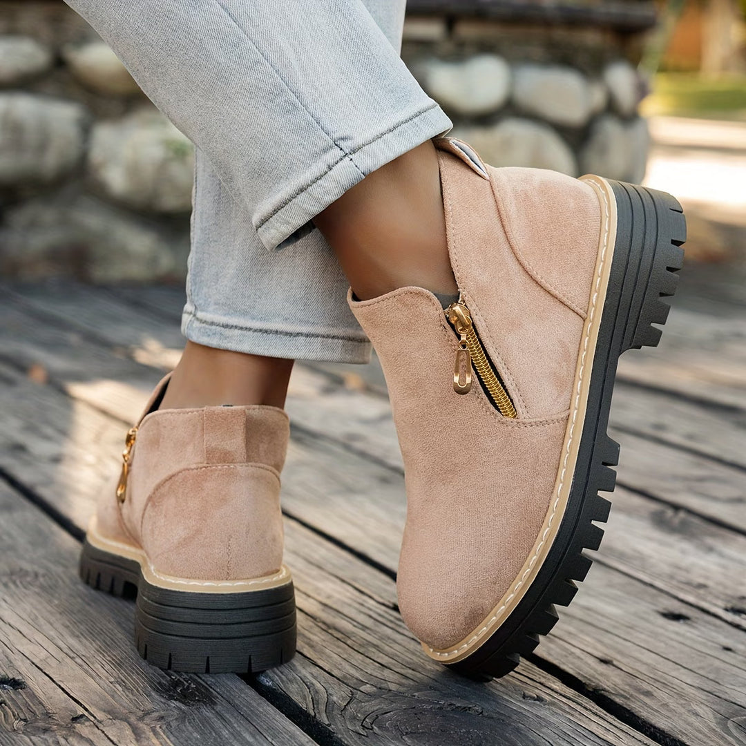 Angelika - Bottines en Daim Avec Fermeture éclair Sur le Côté