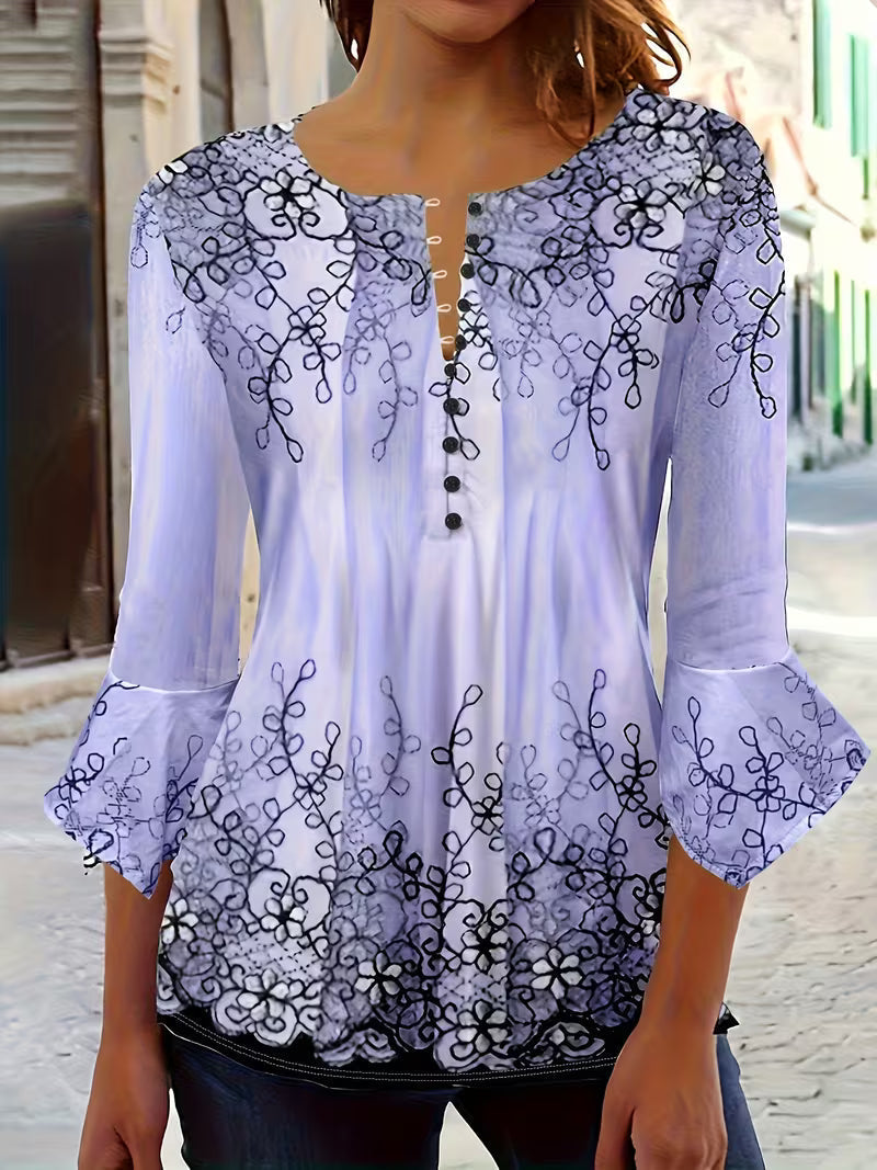 Mesley - Chemisier À Manches Courtes Et Volants, Imprimé Floral