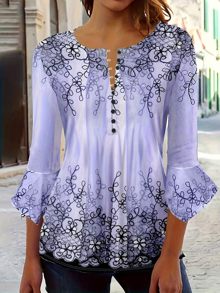 Mesley - Chemisier À Manches Courtes Et Volants, Imprimé Floral