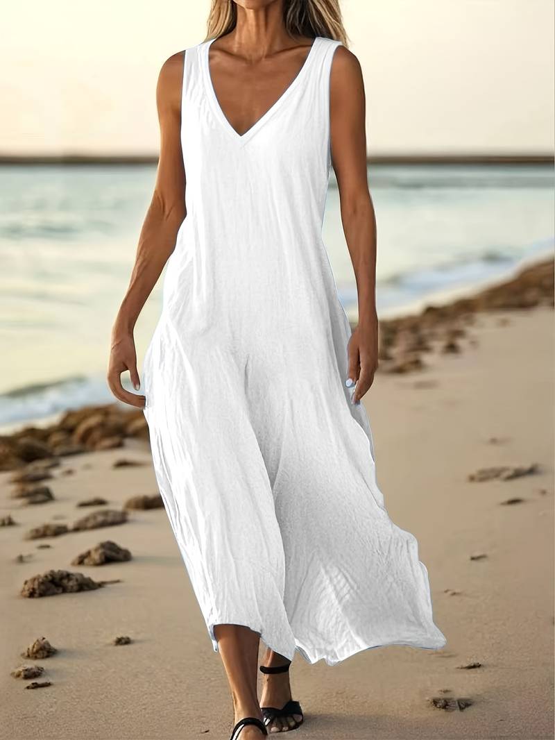 Brina - Élégante Robe Longue Sans Manches À Col en V