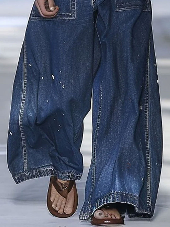 Azize - Jean en Denim Ample À Multiples Poches