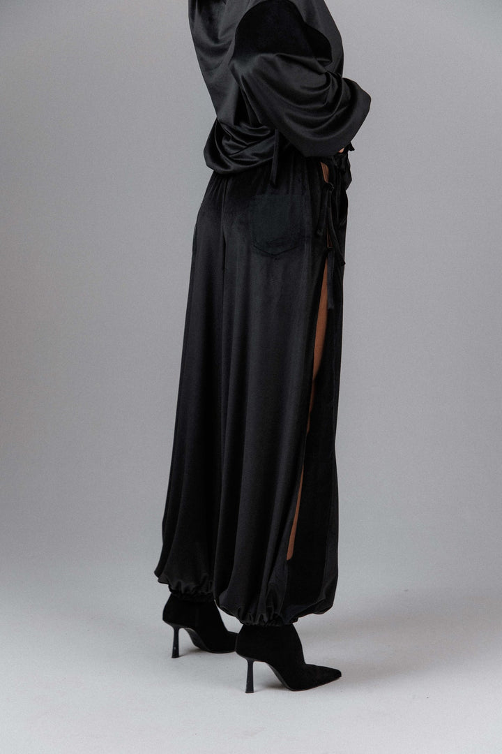 Yuphin - Pantalon Ballon en Satin À Fente Latérale