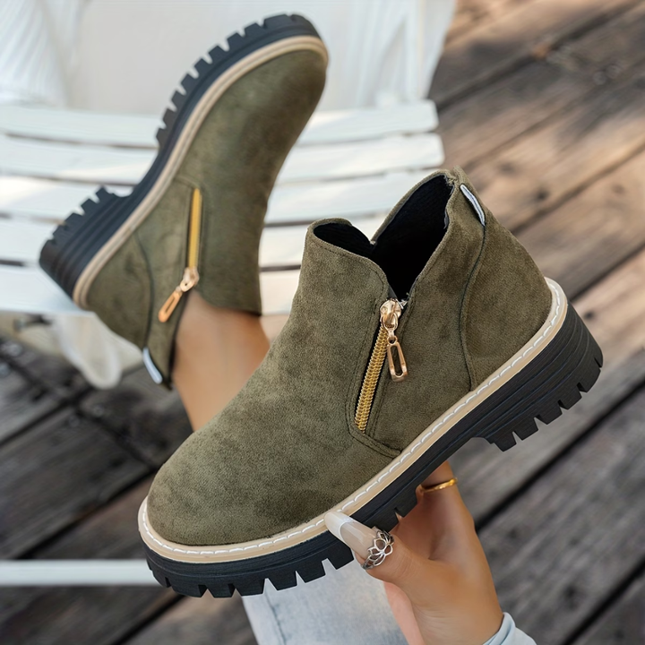Angelika - Bottines en Daim Avec Fermeture éclair Sur le Côté