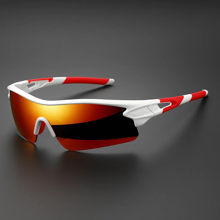 VeloShade - Lunettes de Soleil de Cyclisme Sportives Enveloppantes à Verres Miroités