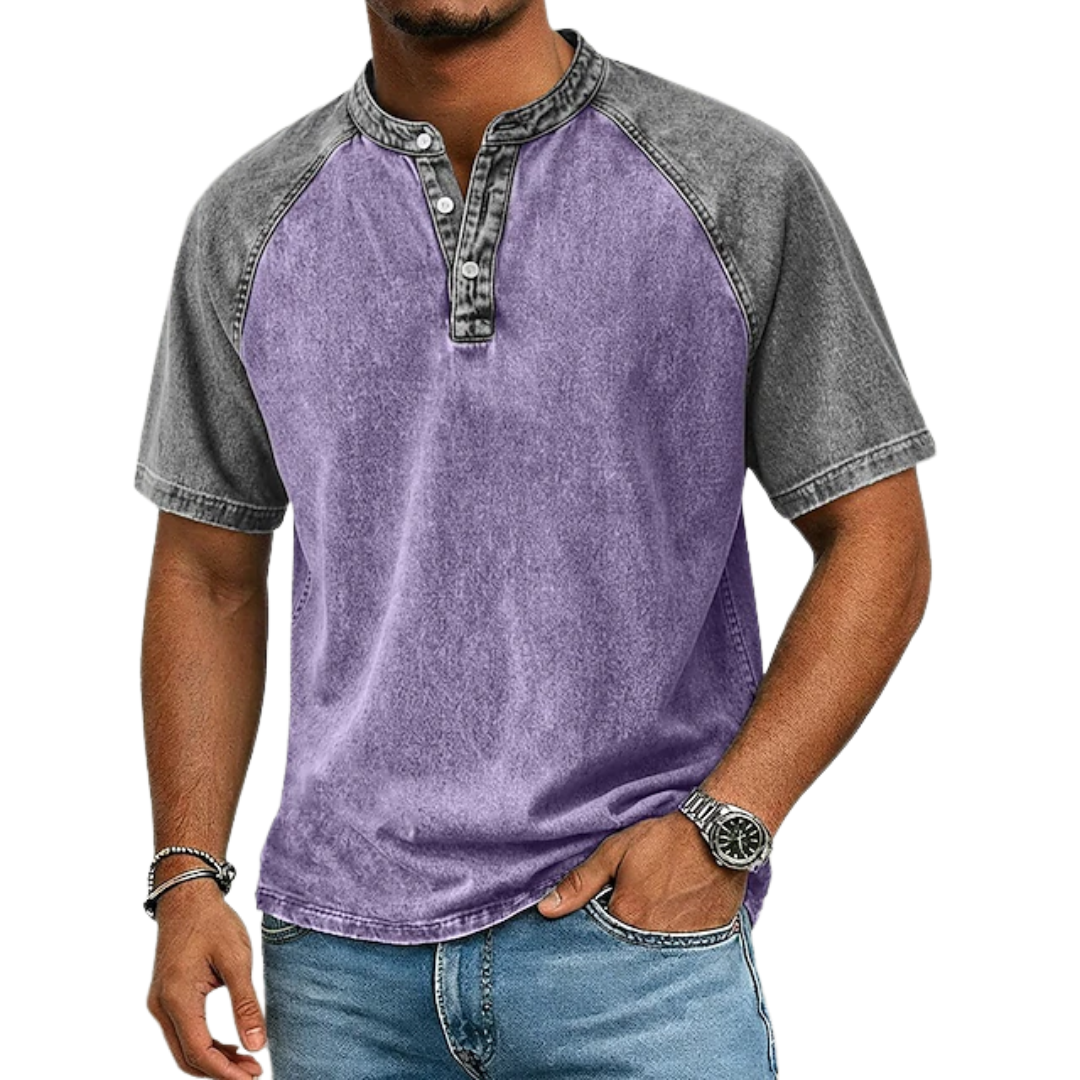 Lawson - T-Chemise Henley Bicolore Vintage