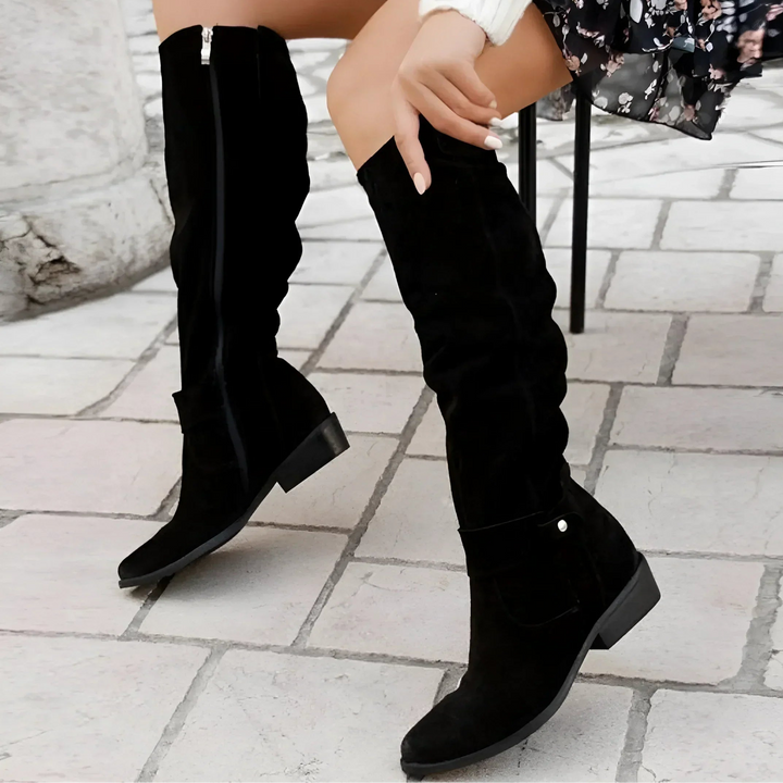 Kimara - Bottes en Cuir Montant Jusqu'aux Genoux Avec Fermeture Éclair Latérale