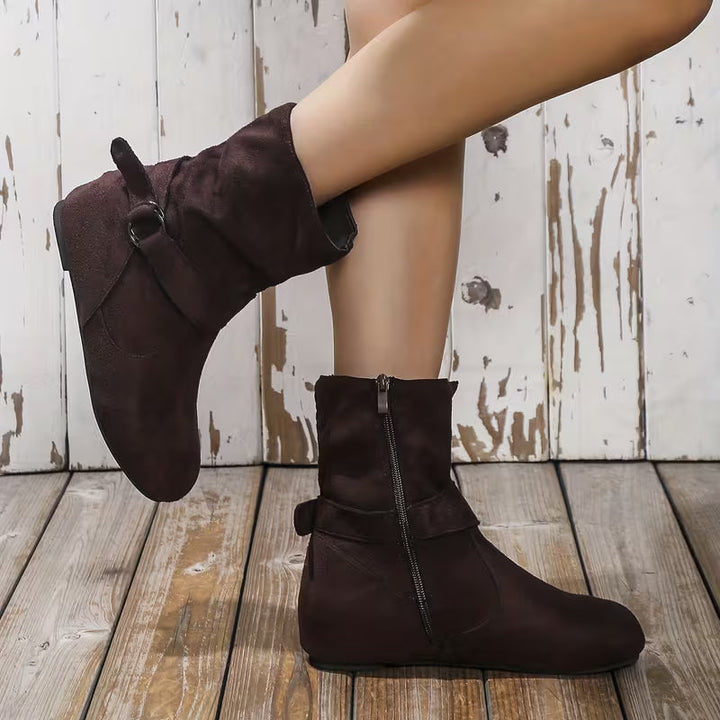 Belynda - Bottines à Talon Compensé Ample Avec Bride à Boucle